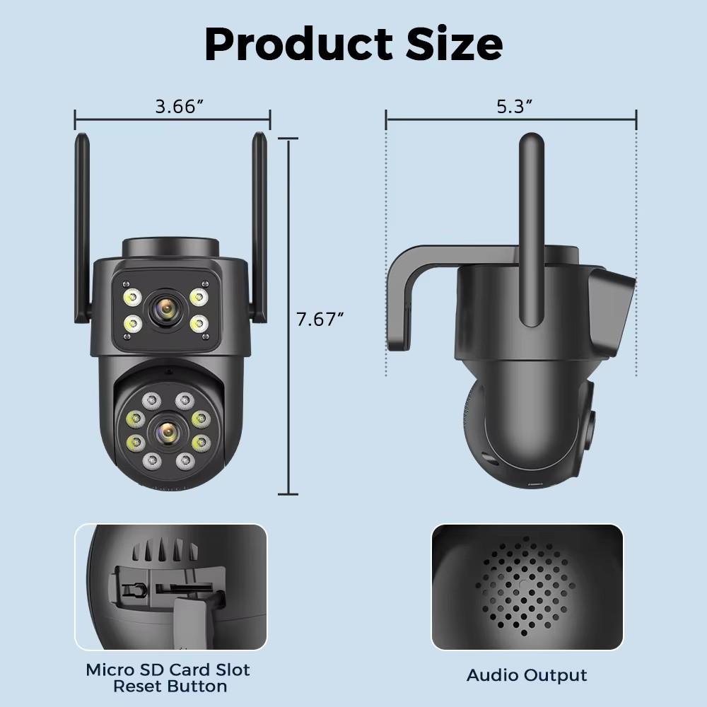 4K 8MP WiFi Surveillance Camera 4MP 4X Digital Zoom PTZ IP Dual Lens AI Human Detect Outdoor Security Camera ICSEE App