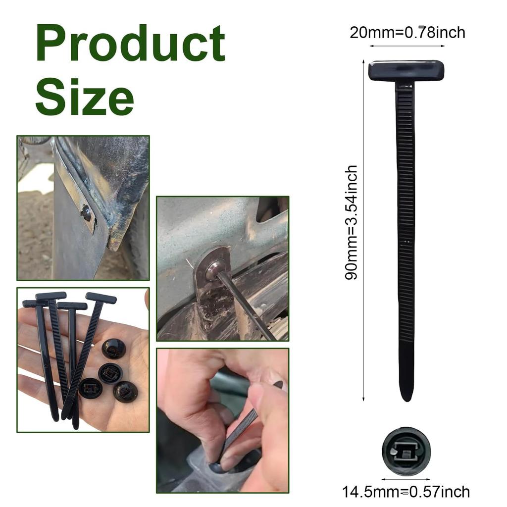 20-200PCS Heavy Duty Nylon Cable Tie Buckle with Pin Button Universal Zip Ties for Car Fender Engine Guard Trunk Lining Repair
