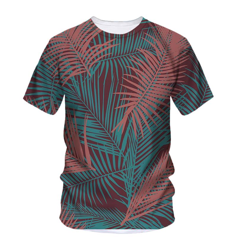 Summer Originality Plant Leaves Graphic T-shirts Trend Casual Personality Fun Printed O-neck Short Sleeve Men's T-shirts