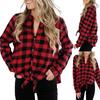 Womens Long Sleeve Plaid Hoodie Jacket Button Down Casual Blouse Shirts Tops
