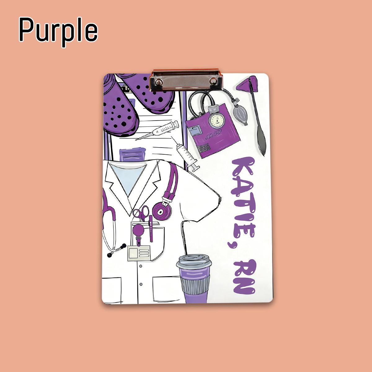 

Custom Nurse Folder Board Writing Pad With Name, Personalized Clipboard Style Writing Pad For Daily Notes, фіолетовий