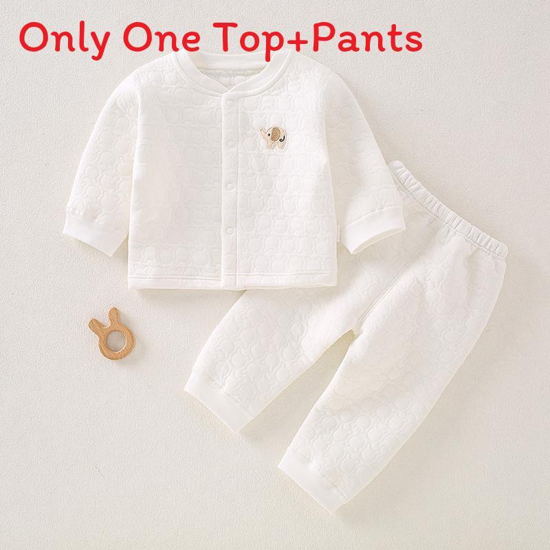 Baby Threelayer Warm Cotton Pajama Set With Cartoon Patterns For Newborns