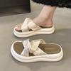 Fashion and Versatile Chinese Style Outer Wear Thick-bottomed One-word Cool Slippers Women's Summer New Comfortable Beach Stepping On Shit Feeling