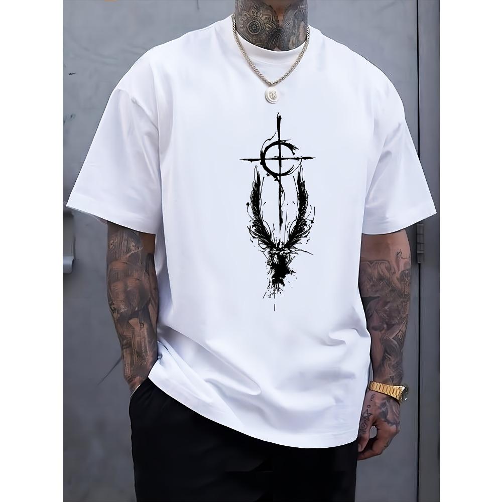 Summer Men's Pattern Printed Casual Loose Sports Comfortable Round Neck Short Sleeved T-shirt Top