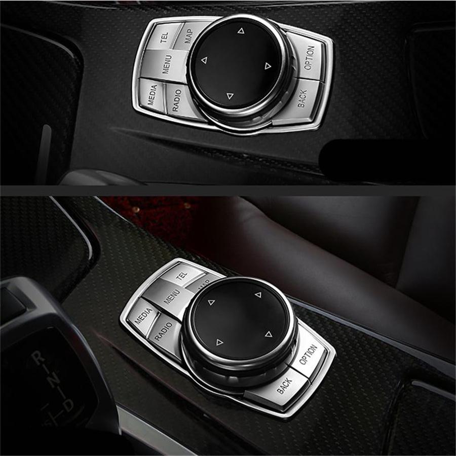 Cromato Multi-Media 7 Pulsanti Copertura Decorativa Finitura Per BMW Serie 3 4 5 6 X5 X6 iDRIVE