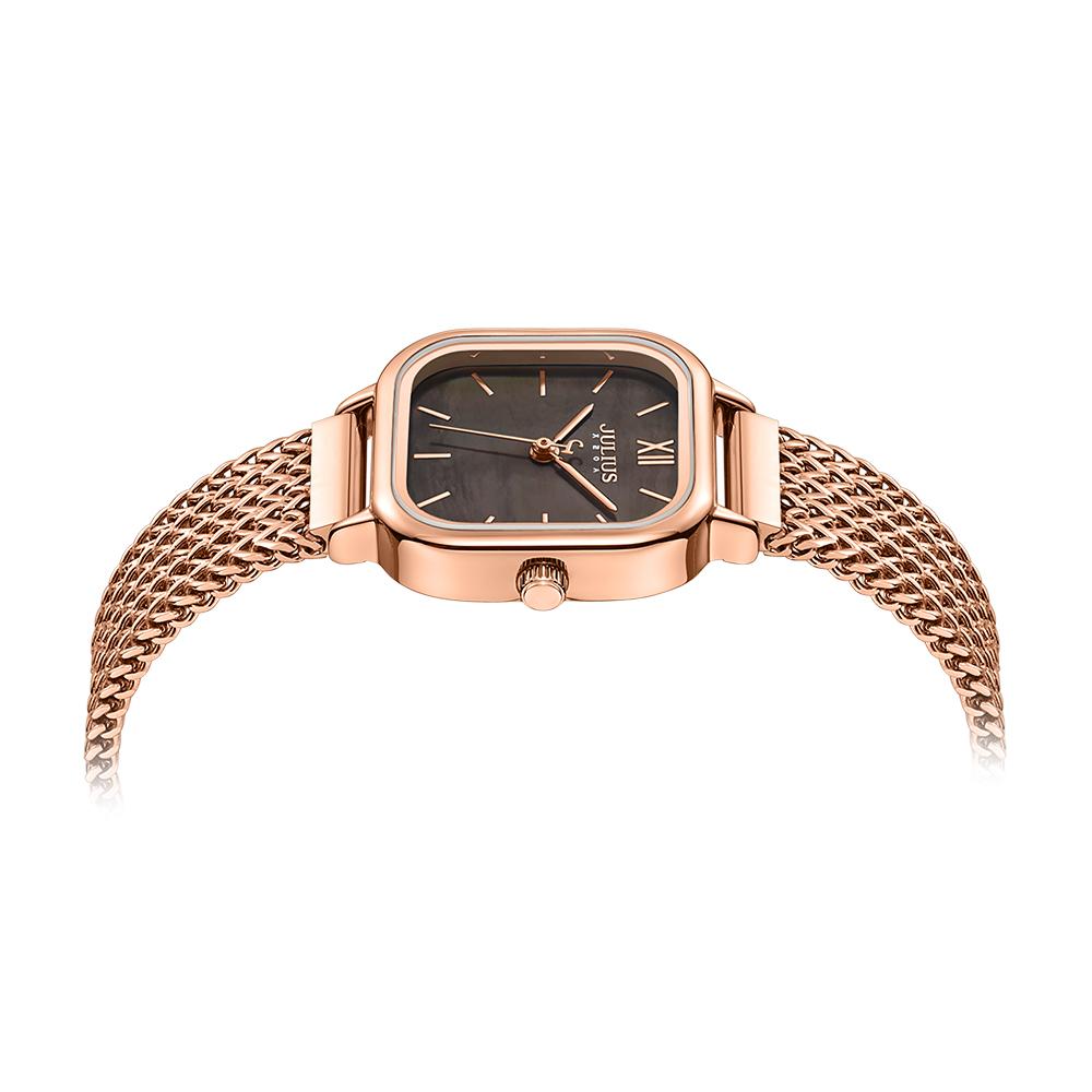 Jyullieoseu Ja-1405 Natural Mother-Of-Pearl Square Metal Watch
