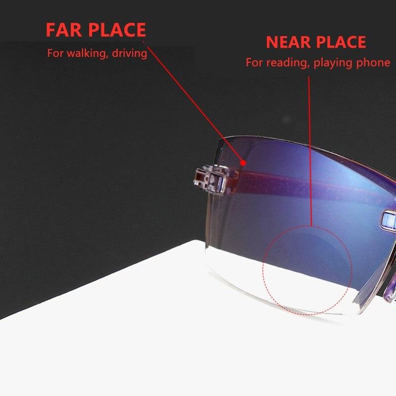 2 Pair New   Women Rimless Reading Glasses Anti Blue Light Bifocal Far Near Magnification Eyewear Presbyopic Glasses +10.5 +2