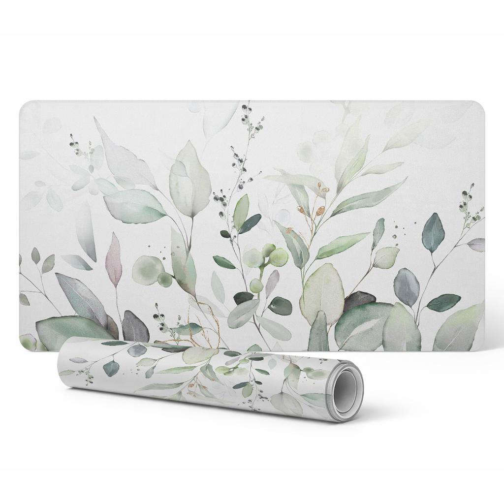Vinyl Desk Mat with Stylish Print Pastel Leaves 120X60 Cm