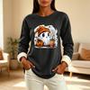 Women's Lined Long Sleeve Neck Halloween Print Top