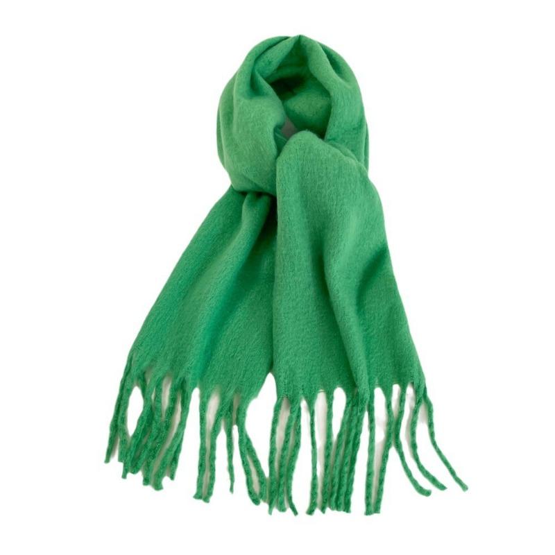 Autumn and winter new hippocampus hair scarf women's versatile high-end wear B green scarf solid color shawl