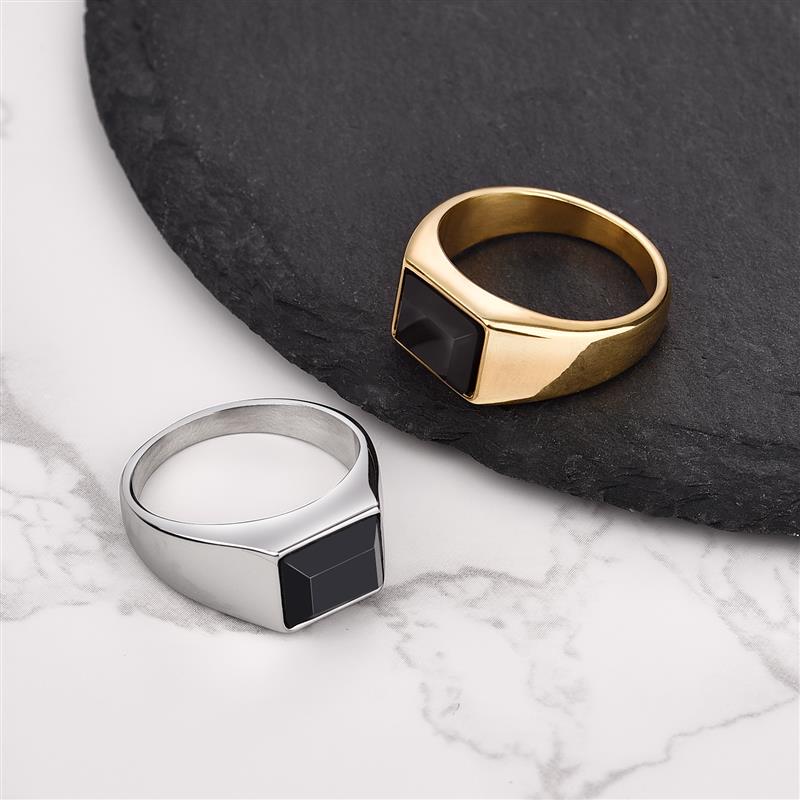 New Metal Glossy Rings for Men Geometric Width Signet Finger Band Rock Punk Style Fashion Ring Jewelry Accessories Wholesale