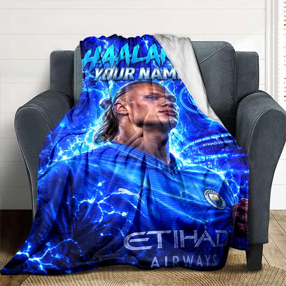 Haaland (31) Personalized Text Blanket Lightweight Customizable Blanket Soft & Cozy Great for Home Decor Office Couch Sofa Ideal for All Seasons