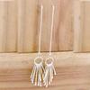 Tassel Drop Dangle 925 Silver Women Earrings, Fringe Ethnic Handmade Threader Earrings