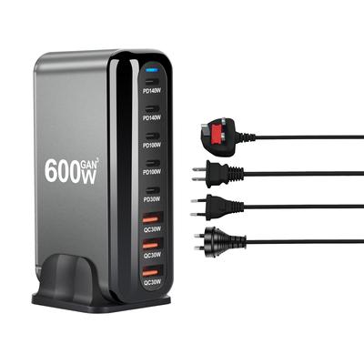 600W GaN Charger USB C Fast Desktop 8-port USB Type C PD 3.1 Fast Charge USB 3.0 Type C Fast Charger for iPhone16 15 Samsung