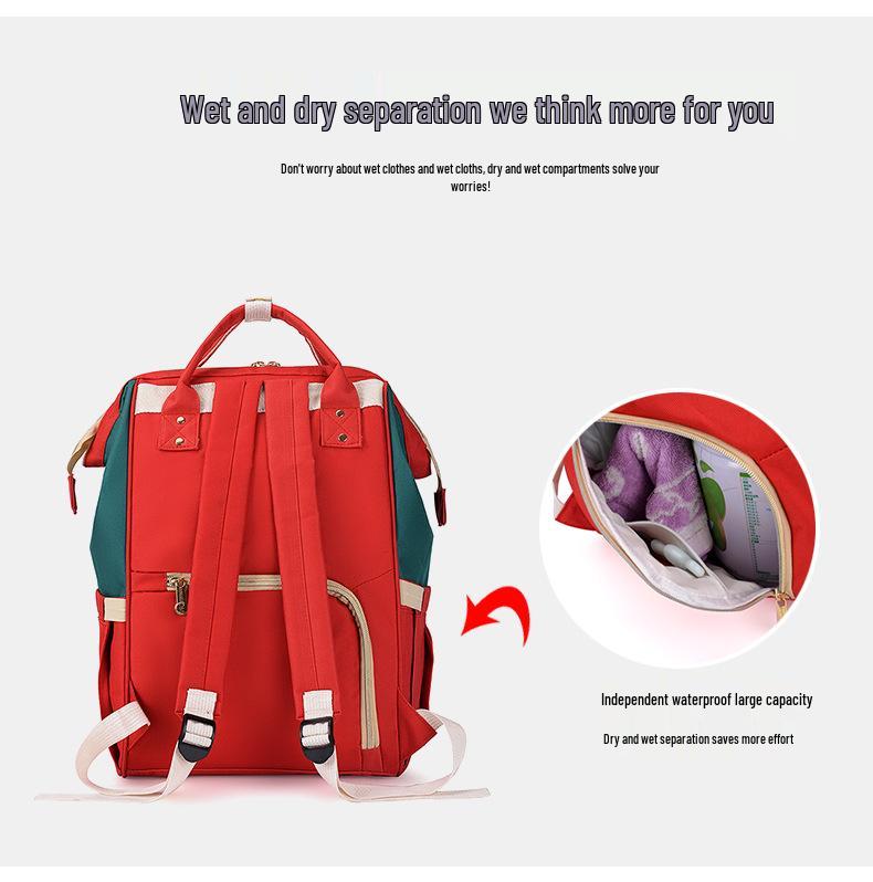 Upgraded Large Capacity Waterproof Mummy Bag - Lightweight Double Shoulder Mother & Baby Color Block Bag