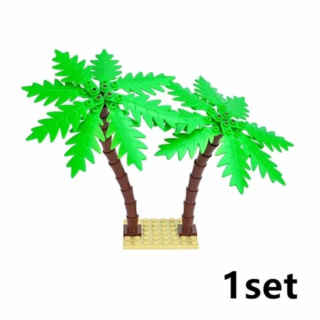 MOC Plants Accessories Bricks 3471 2435 6064 3778 City House Trees Pine Prickly Bush Green Grass Military Building Toys