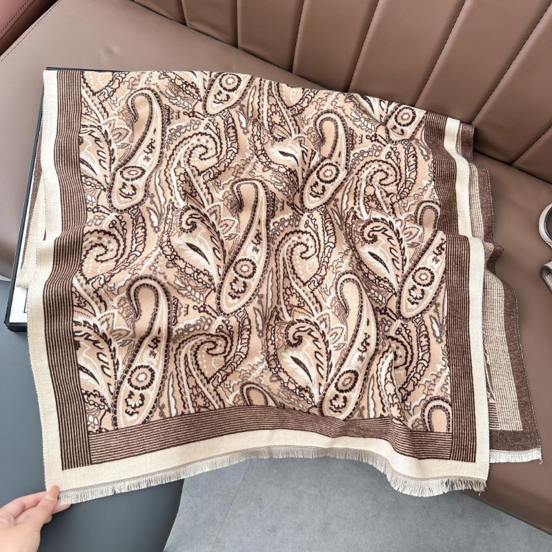 Scarf women's winter retro imitation cashmere jacquard shawl warm and thickened outer cover photo wear scarf versatile