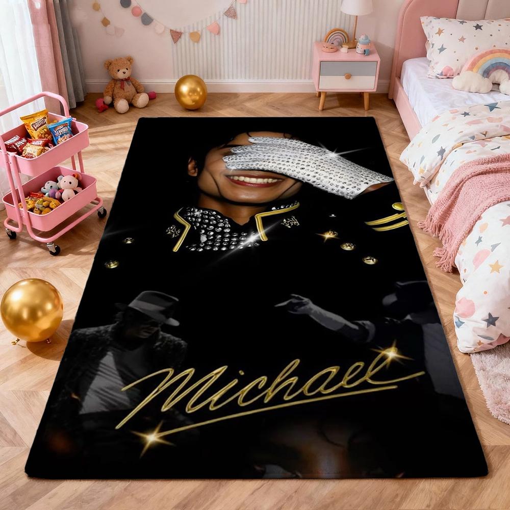 Michael Jackson Portrait Signature Printed Rug Absorbent Nonslip Carpet For Hallway Balcony Study Home Party Decor Halloween Gift