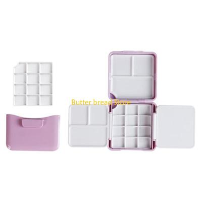 W89C Watercolor Paint Palette with Paint Brush Washer 12 Well Folding Paint Palette Case Portable Acrylics Paint Palette Box