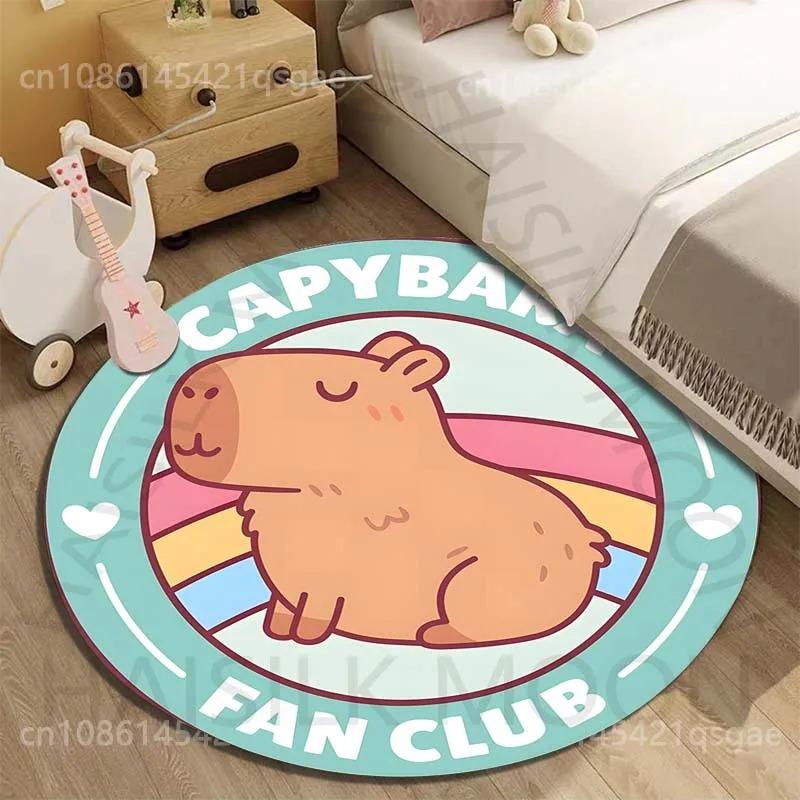 Disney Capybara Cartoon Gedruckte Runde Matte Wohnzimmer Sofatisch Schlafzimmer Boden Teppich Große Fläche Haustier Teppich Heimdeko Geschenke