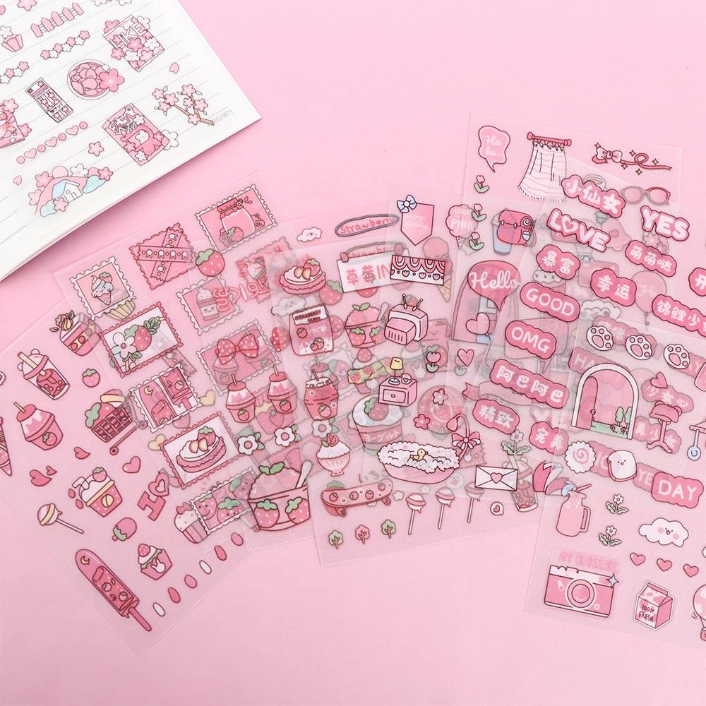 Heart Decoration Sticker Pink Flash Point Sticker Decorative Sticker Diary Stickers Anime Stickers