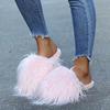 Fashion Brand Design Long Plush Slippers Mules Women 2025 Autumn Round Toe Soft Thick Bottom Slides Fashion Faux Fur Outdoor Slippers