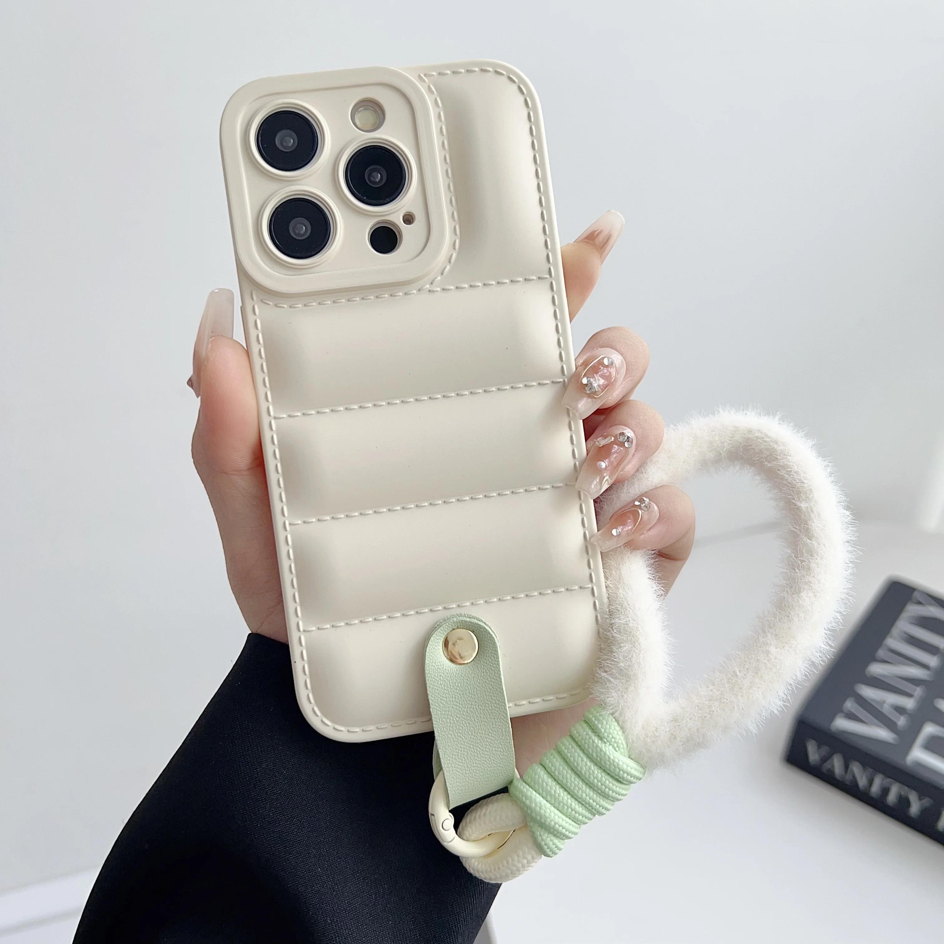 

Модный пуховик Чехол для телефона Для IPhone 16 Pro 15 14 13 12 Pro Max 11 Pro X XS Max Мягкий с защитой шнурком Задняя крышка For iPhone 13