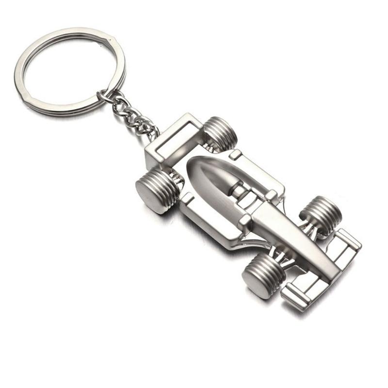 

Hollow Racing Car Keychain Zinc Alloy Bag Hanging Decoration Lightweight Key Ring For Father Husband Car Enthusiasts срібний