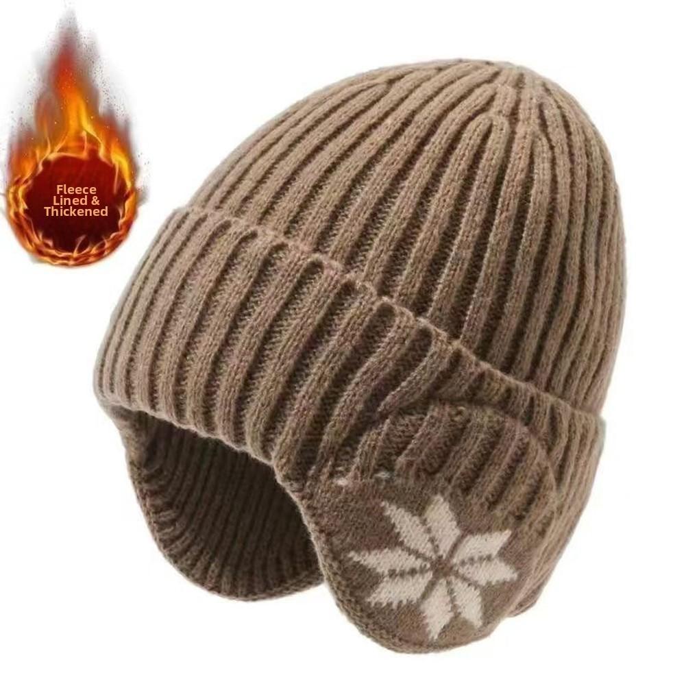 Knitted Hat Windproof Earmuffs Winter Pullover Hat