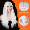 Elegant Long Wavy Curly Wig Middle Part Cosplay Lolita Wigs White Orange Synthetic Wigs  Halloween
