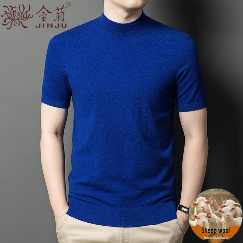 

Men s Wool Blend Short Sleeve Half-High Collar Sweater 3XL 185