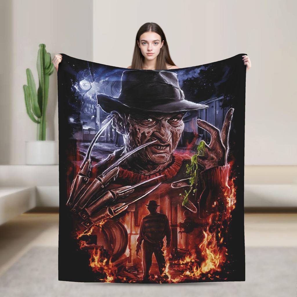 Freddys Krueger Halloween Art Spooky Retro Horror Blanket  Soft Plush Throw Blanket For Couch Chair Picnic Flannel Bedspread Bed