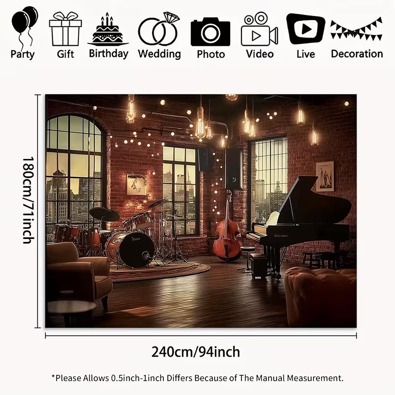 

2D Retro Music Studio Backdrop Jazz Band Photography Background 47.2x31.5inch/120*80cm