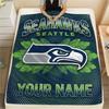 Custom Name Seattle Seahawks Flannel Blanket, High Quality Comfortable for All Seasons, Home Decor, Warmth and Comfort