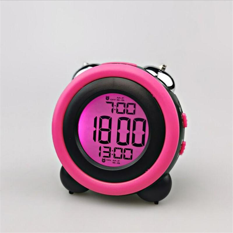 Digital Alarm Clock Time Date Display Double Bell Super Loud for Heavy Sleepers Dual Alarm Blue Backlight for Teens
