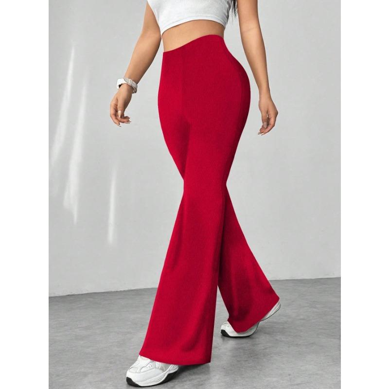 DAFIFY Women's Fashion Casual Solid Color Print High Waist Trousers Pants & Capris