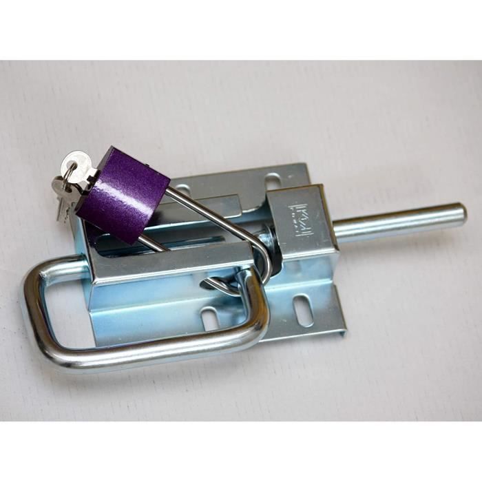 Boulon de grille fermeture de porte pêne rond verrou à pousser sektionaltor 120/12 argent galvanisé