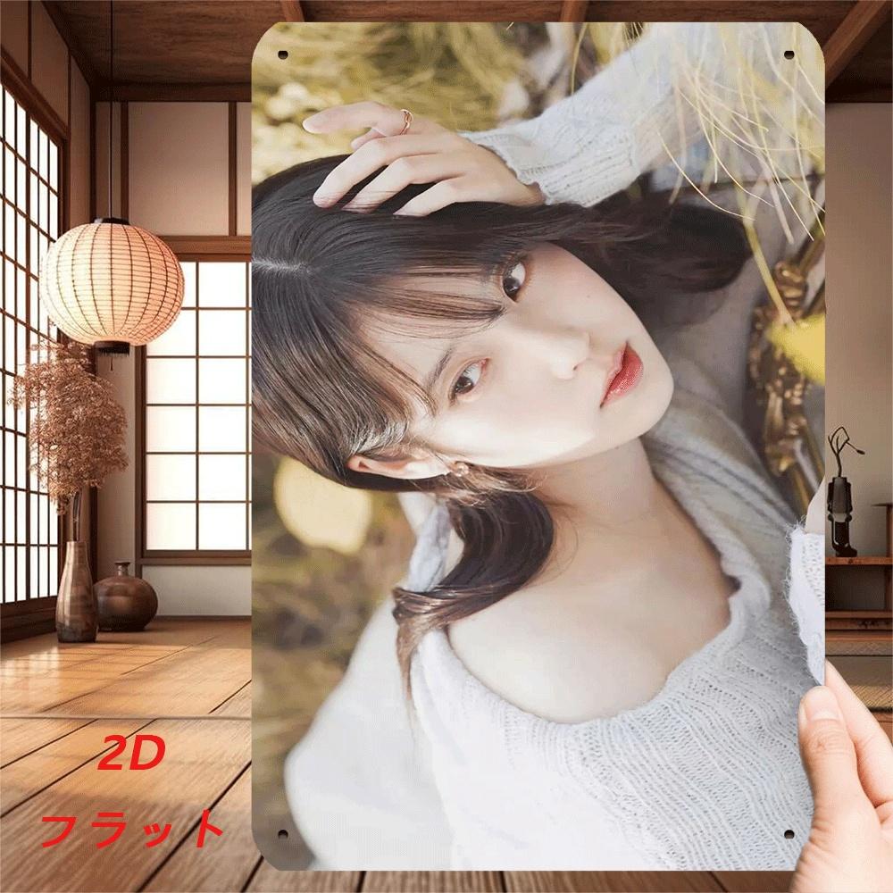 Hisun Tin Sign HD Metal Tin Sign Soft Aesthetic Asian Girl Portrait Cozy Casual Wall Art Decor