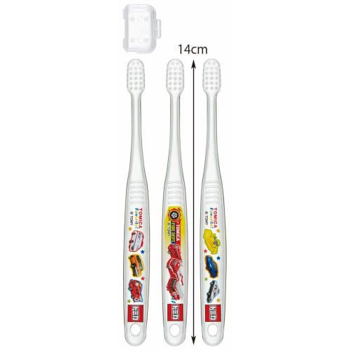 Skater Toothbrushes for Preschoolers, Ages 3-5, Soft Clear, 3-Piece Set, Tomica TBCR5T