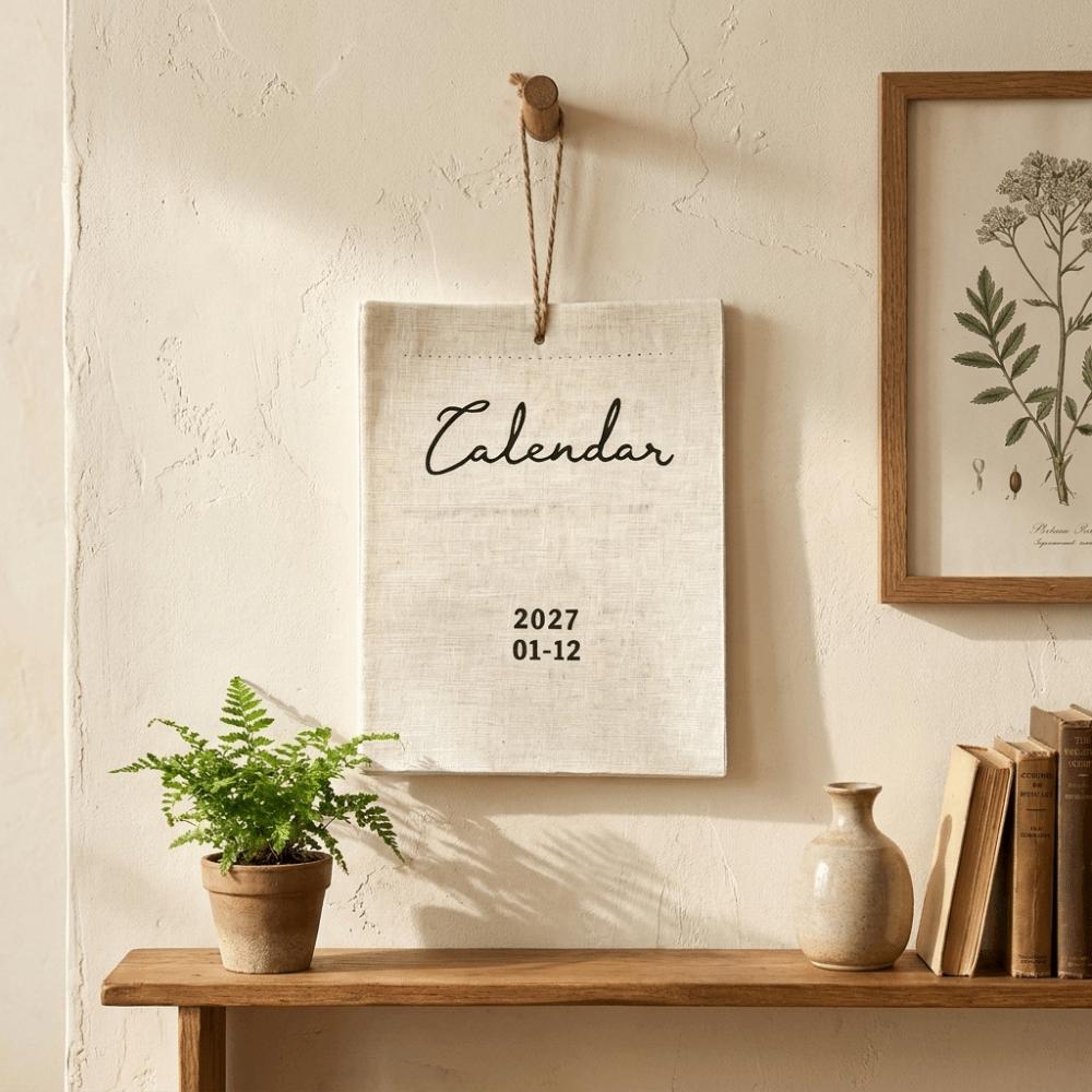 Portable Monthly Calendar Retro Style Calendar Planner Time Tool Fabric Wall Calendar Study Room