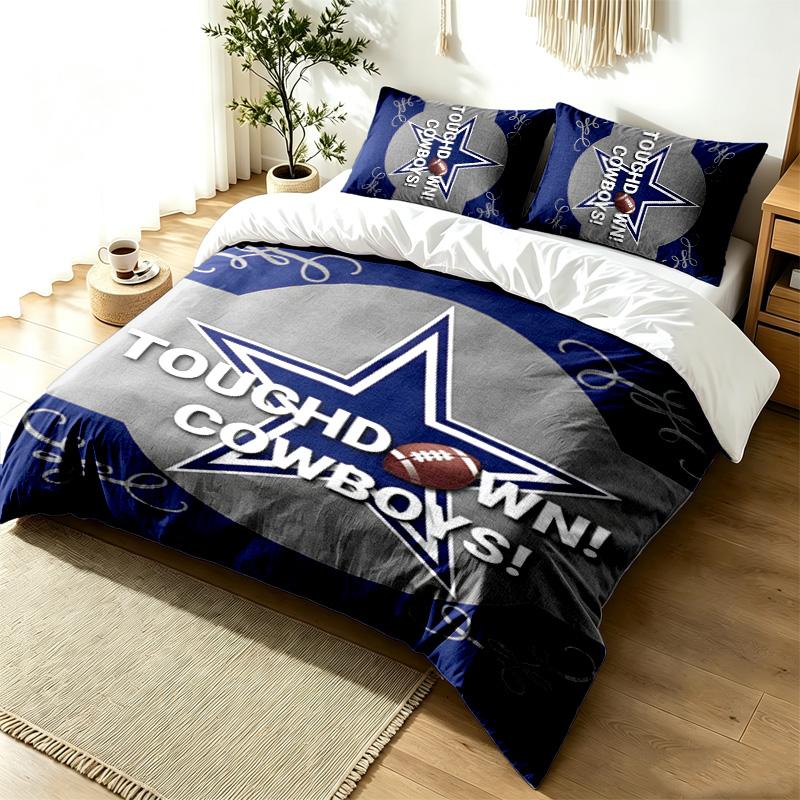 Dallas Cowboys 3pc Duvet Cover Set Simple Modern Bedding Set Wrinkle Resistant Soft Fabric All Season Use a perfect gift