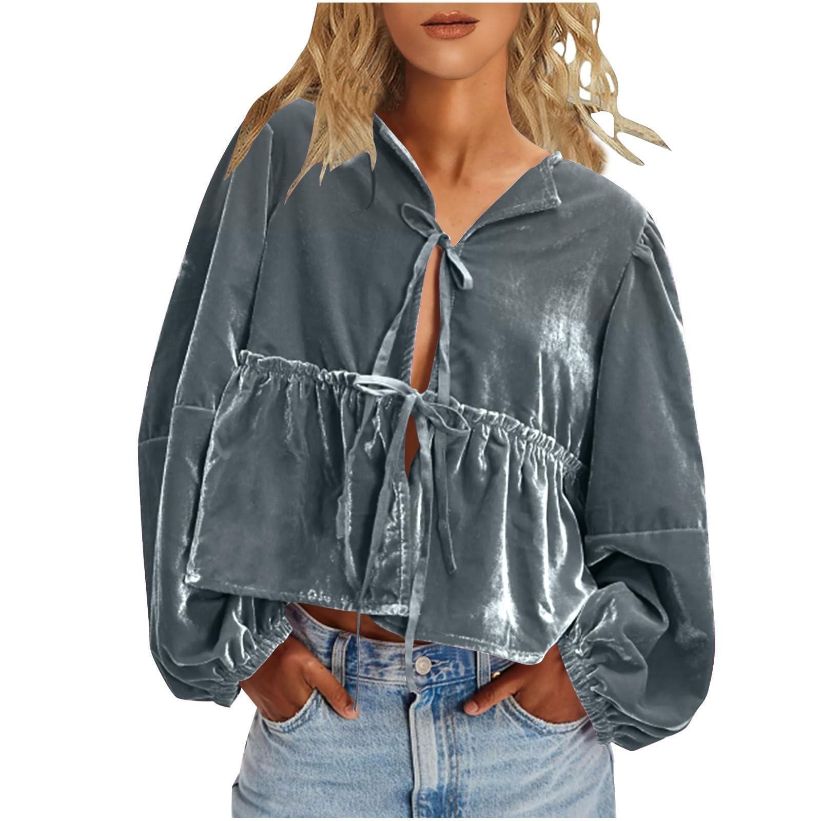 

Женский винтажный бархатный топ с длинным рукавом, свободный крой, повседневные элегантные блузки в стиле ретро из бархата S