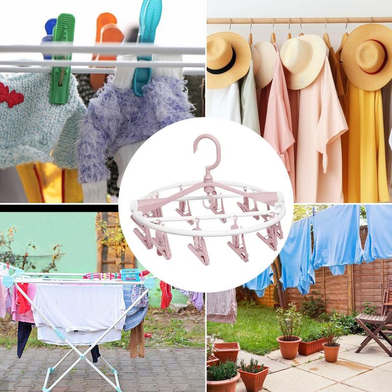 Sock Drying Rack Laundry Space Saver 20 Clips Hanger Portable Folding Round Sock Rack For Bathroom Outdoor Patio Dorm Closet