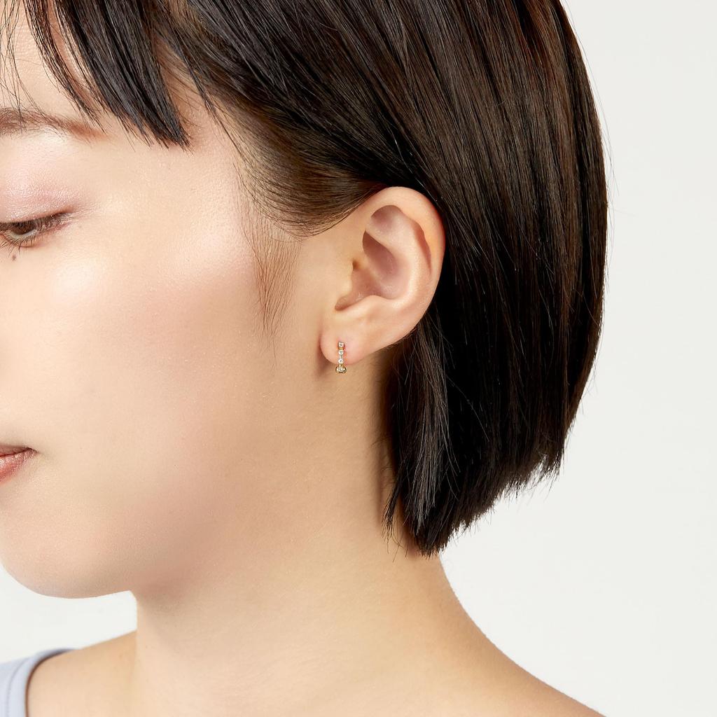 Kuma Pasta K10 Yellow Gold Diamond Freshwater Pearl Reversible Hoop Piercing Ear Cuff KMJE0039 DI [Official] [Vendome Aoyama] [Kengo + MA,YU] [Kengo