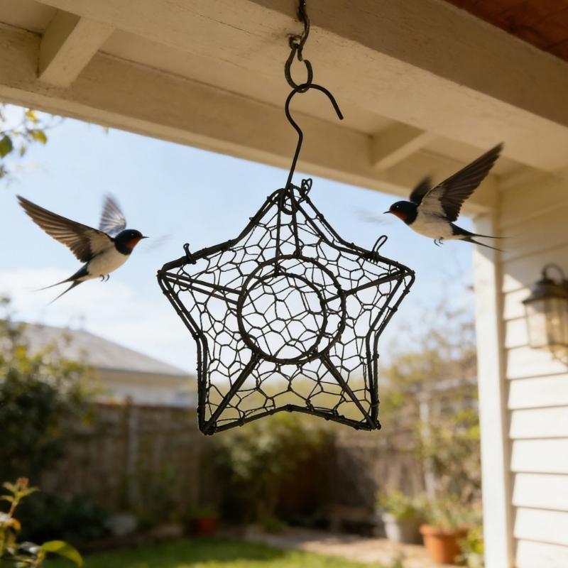 Star Shape Wire Wreath Hanging Basket Succulents Plant Holder Wall Planter Indoor Outdoor Garden Decoration