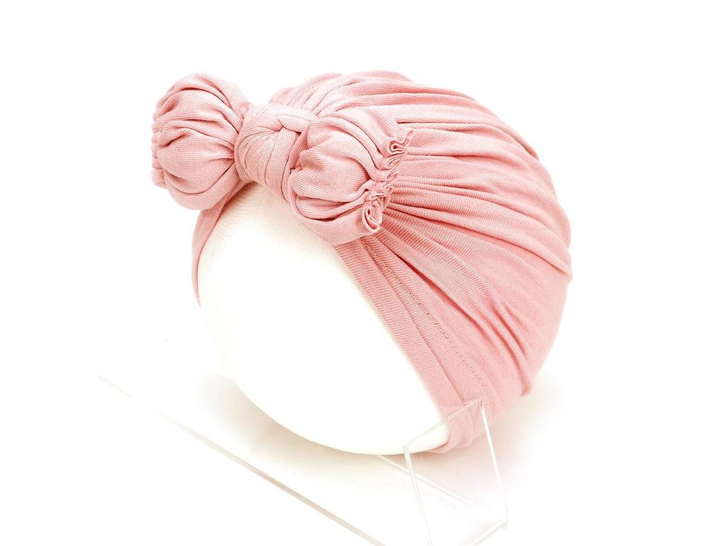 2021 new pleated baby hat bow children's hat baby solid color knotted pullover hat Indian hat