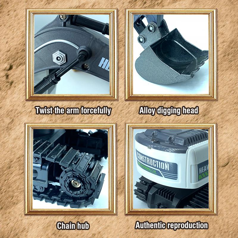 1/24 2.4G Rc 11Ch Alloy Excavator With Lights Music Remote Control Engineering Transport Dump Truck Kids Toys Christmas Gifts