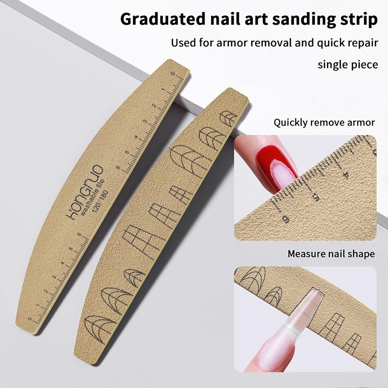 Custom Nail Files With Scale Line 100/180/180 Grit Washable Buffing Stick For Gel Polish & Cat Eye Nails Manicure Pedicure Tools