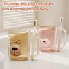 Mouthwash Cup Non-Slip Handle Smooth Round Mouth Transparent Body Rabbit Bear Design Bathroom Cup with Toothbrush Slot