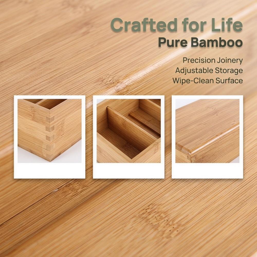 Wood Color Multi-grid Kitchen Cutlery Organizer Dining Room Counter Cutlery Arrangement